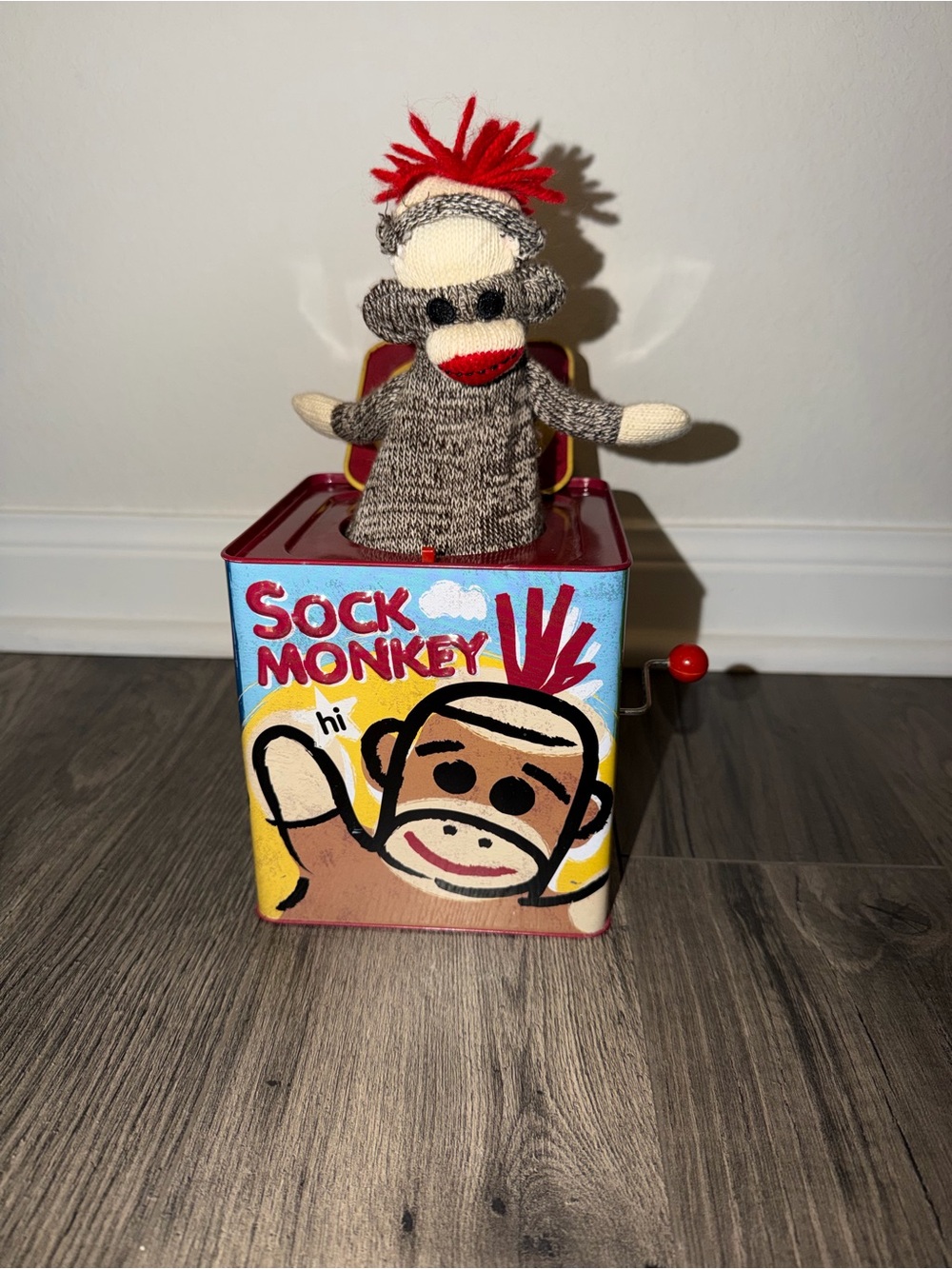 Jack-in-the-box sock monkey